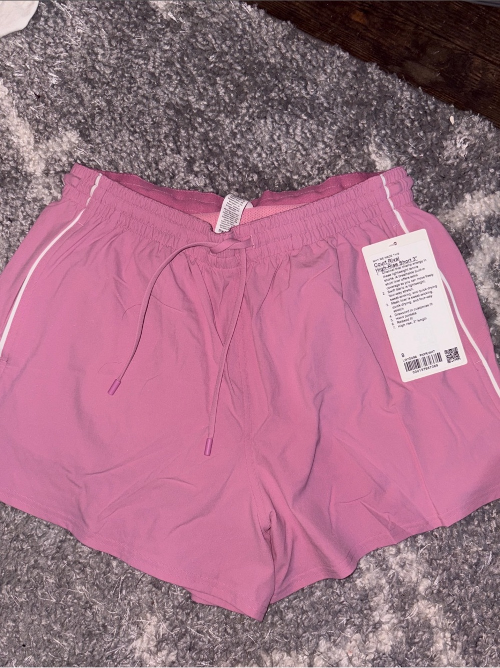 lululemon athletica Pink Drawcord Athletic Shorts with White Piping